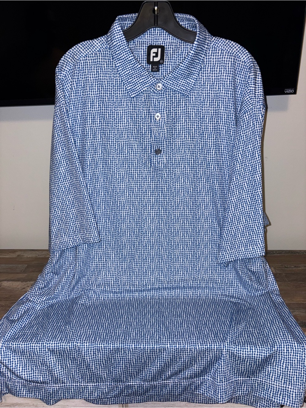 FootJoy Men's Blue White Micro-Check Golf Polo